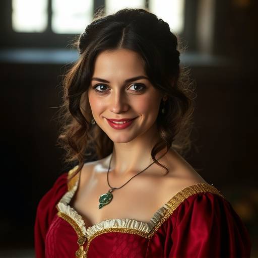 Photo de Sophie Marceau dans le rôle d'Isabelle De Valois, avec un sourire mystérieux.
